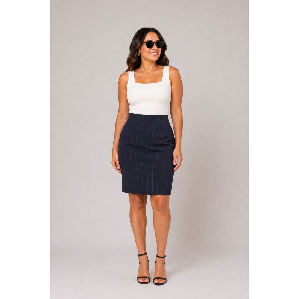 ESCADA Pure New Wool Pinstripe Pencil Skirt Blue 36